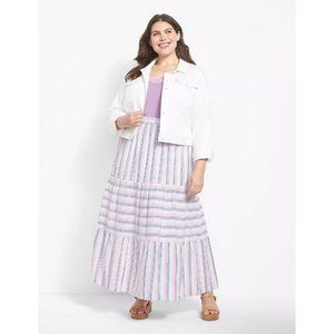 LANE BRYANT Mixed Striped Tiered Maxi Skirt Sz 22/24 NWOT